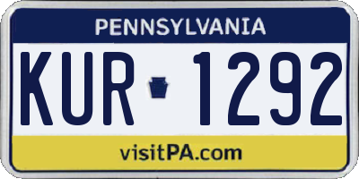 PA license plate KUR1292
