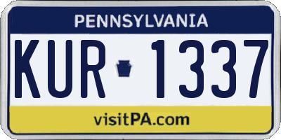 PA license plate KUR1337