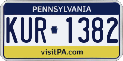 PA license plate KUR1382