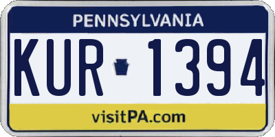 PA license plate KUR1394