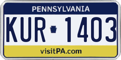 PA license plate KUR1403