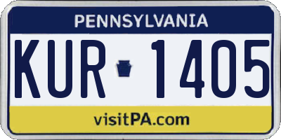 PA license plate KUR1405