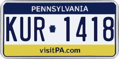 PA license plate KUR1418