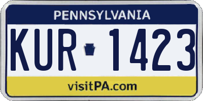 PA license plate KUR1423