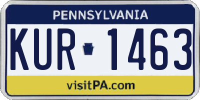 PA license plate KUR1463