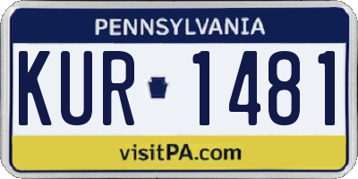 PA license plate KUR1481