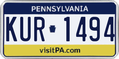 PA license plate KUR1494