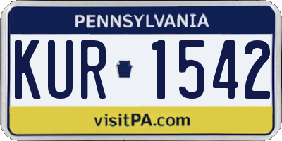 PA license plate KUR1542