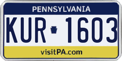 PA license plate KUR1603