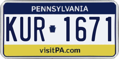 PA license plate KUR1671