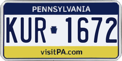 PA license plate KUR1672