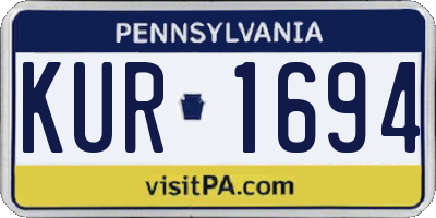 PA license plate KUR1694