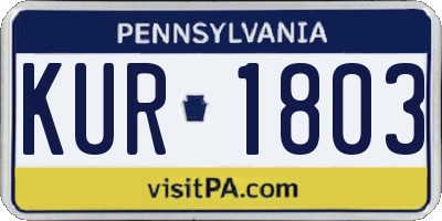 PA license plate KUR1803