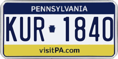 PA license plate KUR1840