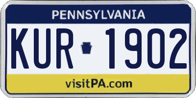 PA license plate KUR1902