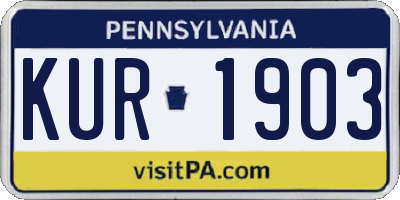 PA license plate KUR1903