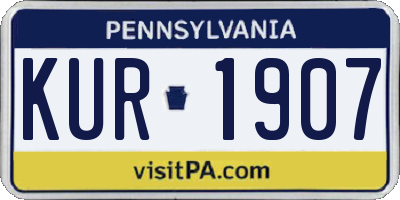 PA license plate KUR1907