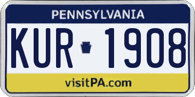 PA license plate KUR1908