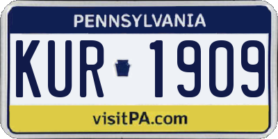 PA license plate KUR1909