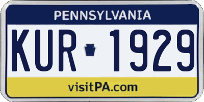 PA license plate KUR1929