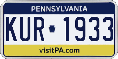 PA license plate KUR1933