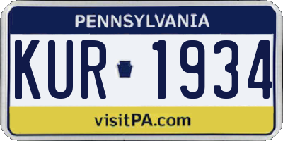 PA license plate KUR1934