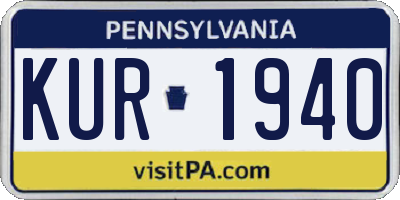 PA license plate KUR1940