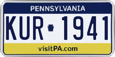 PA license plate KUR1941