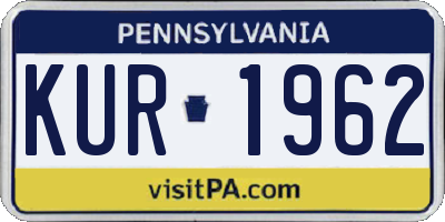 PA license plate KUR1962