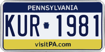 PA license plate KUR1981