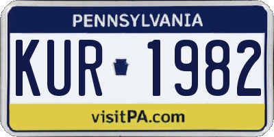 PA license plate KUR1982