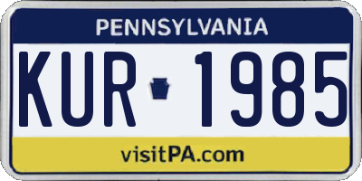 PA license plate KUR1985