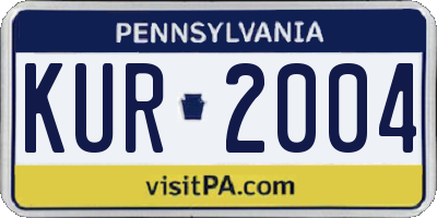 PA license plate KUR2004