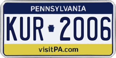 PA license plate KUR2006