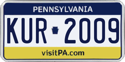 PA license plate KUR2009