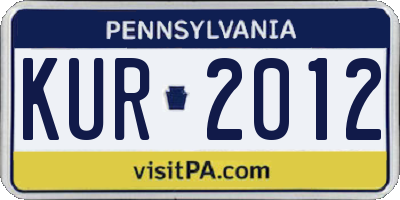 PA license plate KUR2012