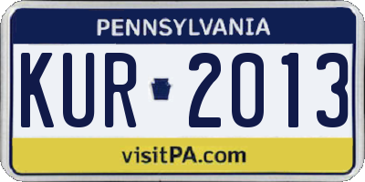 PA license plate KUR2013