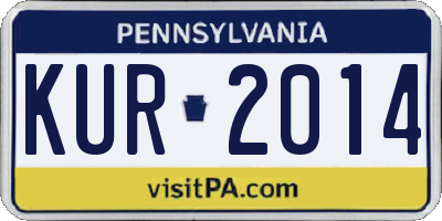 PA license plate KUR2014