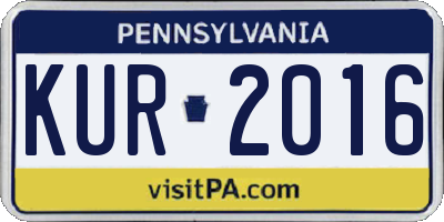 PA license plate KUR2016