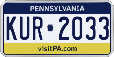 PA license plate KUR2033