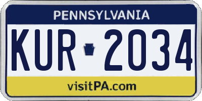 PA license plate KUR2034