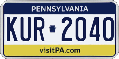 PA license plate KUR2040
