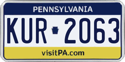 PA license plate KUR2063