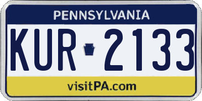 PA license plate KUR2133