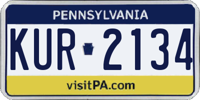PA license plate KUR2134