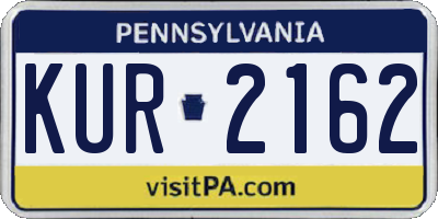 PA license plate KUR2162