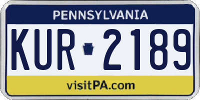 PA license plate KUR2189