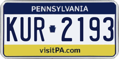 PA license plate KUR2193