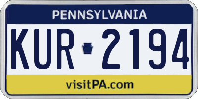 PA license plate KUR2194