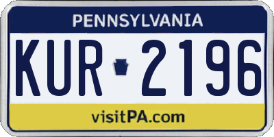 PA license plate KUR2196
